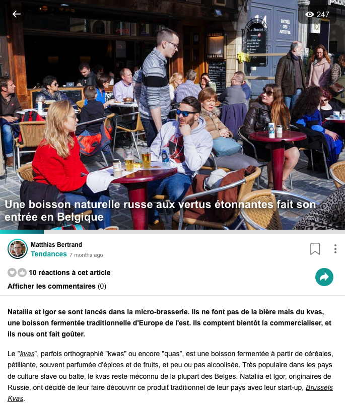 Page Internet. ilico.be. Une boisson naturelle russe aux vertus étonnantes fait son entrée en Belgique. 2019-05-29